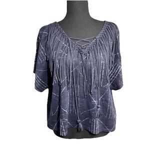 Denim & Supply Ralph Lauren T-Shirt Fringe Tassel Size SM Boho Western Prairie